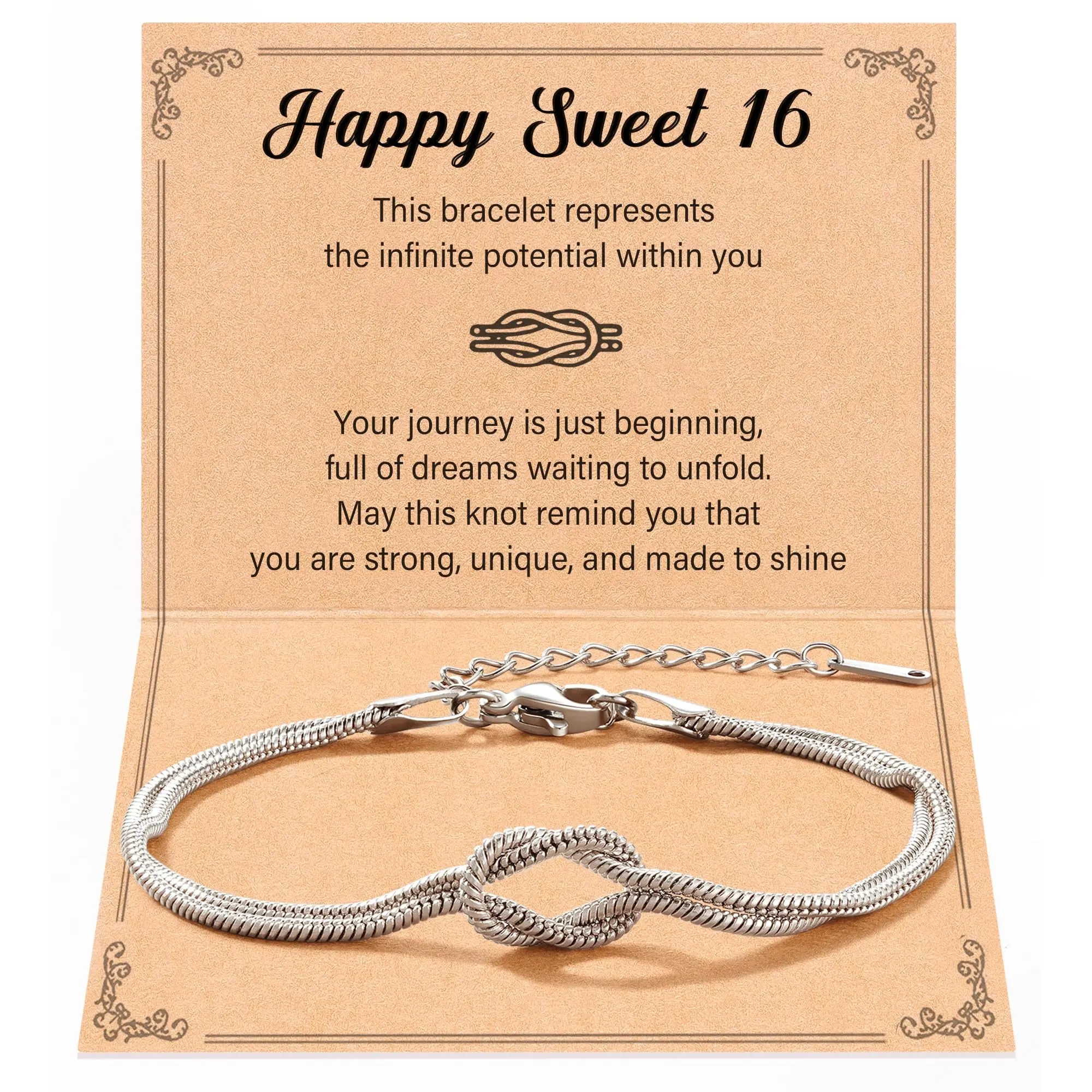 Love Knot Bracelet Birthday Jewelry, 16th/18th/21st/30th/40th/50th Birthday Gifts for Women Her Girls Female Exquisite Jewelry