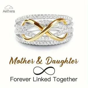 Exquisite Zirconia Inlaid Infinite Love Ring for Women, Elegant Ring for Marriage, Engagement Promise Rings Jewelry Luxurious Shiny Zirconia Ring Wedding Bands