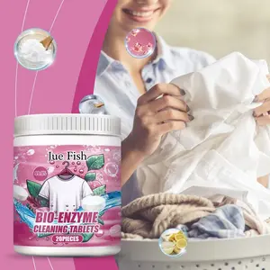 Jue Fish Clothing Cleaning Tablets, Biocatalyst Explosive Salt Laundry Detergent, Stain Removal & Scented Clean, Liquid Form