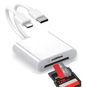 SD Card Reader for iPhone, Memory Card Reader with USB Camera Adapter Plug and Play Trail Game Camera Viewer Supports SD and TF Card MicroSD Card Adapter for iPad No App Required