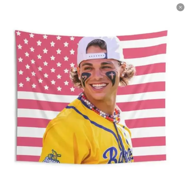 Retro Kyle Jackson Baseball Print Linen-Cotton Light Tapestry - Vintage 1960s Soft Flag, Americana Sporty Retrosheet Tapestry, Banana Fan Summer Home Decor Gift, Retrosheet Tapestries