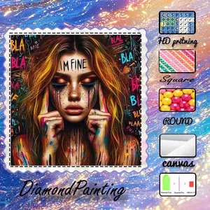 DIY 5D Flocking Cloth Diamond Painting Kit, AB Drill, Fairy Dust Drill, Crystal Drill, Girls, Colorful, Stylish Embroidery, Graffiti Diamond Embroidery, Special Craft Diamond Art Kit, Wall Decor, Gift for Family, Lover, Friends