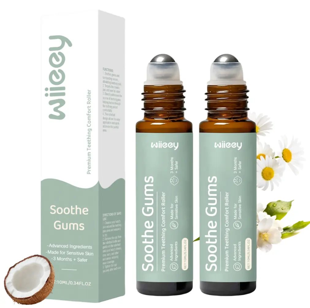 Baby Teething Plant-Based Roll-On Oil, Gentle Topical Skin Oil for Kids, Portable Roller Bottle for Daily Oral External Care