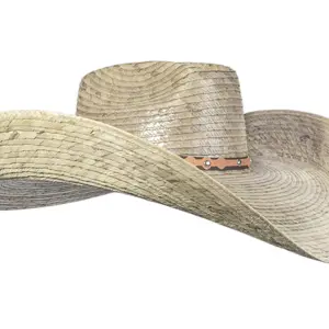 Mexart Natural One-size Oversized Cowboy Wide Brim Straw Hat for Sun Protection High-quality Palm Material Full Face Coverage UV Protection