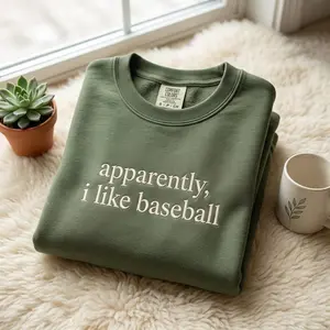 Embroidered Apparently I Like Baseball Sweatshirt, Funny Baseball Crewneck, Game Day Shirt, Baseball Fan Gift, Sports Lover Outfit