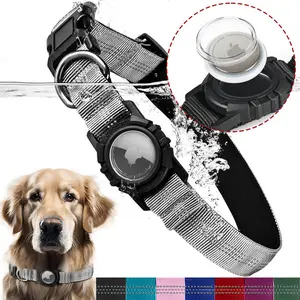 Dog collar with reflective, waterproof, transparent cover, airtag locator, anti-lost pet collar