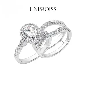 Moissanite 1.8ct-3.6ct Complete Love Pear Crown Bridal Ring Detachable Ring Set Wedding Engagement Anniversary Birthday Valentine's Day Birthday Gift Daily Wear mothers day gift