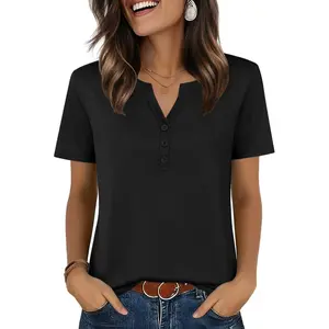 Womens Summer Tops V Neck Short Sleeve Shirts Dressy Casual Blouse Spring Vacation Tshirts Clothes2026
