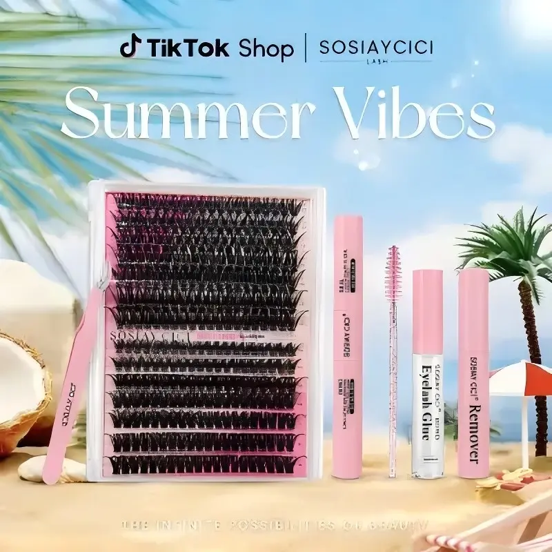 [SOSIAYCICI · STUDIO SERIES] Fairy Rich Mist Flawless Look Cluster Lashes 10-18mm Mixed Thin Band Individual Lash Clusters Summer Beach Date Holiday Makeup For All Eye Shapes with Waterproof Long Lasting Bond&Seal Remover Tweezers Spoolie(Free Clear Glue)