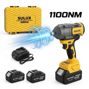 SUULUX Brushless Cordless Impact Wrench,21V 1/2 Inch Drive 1100Nm(810ft-lbs) High Torque Electric Impact Gun,Equipped with 2 Pack Rechargeable Lithium Batteries(Optional 4.0/6.0/8.0Ah),Heavy Duty for Automotive Tire Removal & Construction