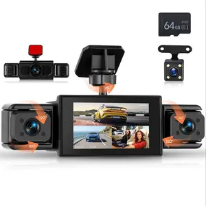 360 ° View 4 Channel 1080P Dash Cam for Cars, Front and Rear Inside Left Right, 3" IPS HD Display Screen, 8 IR Night Vision, 150 Wide Angle, Loop Recording, Motion Detection, for All Vehicles