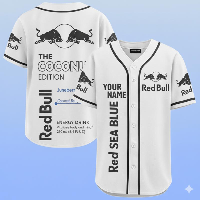 Redbull Baseball Jersey Unisex Button Up Top for fan, Drink Energy Jersey Unique Gift Unisex, Perfect for Parties Festivals