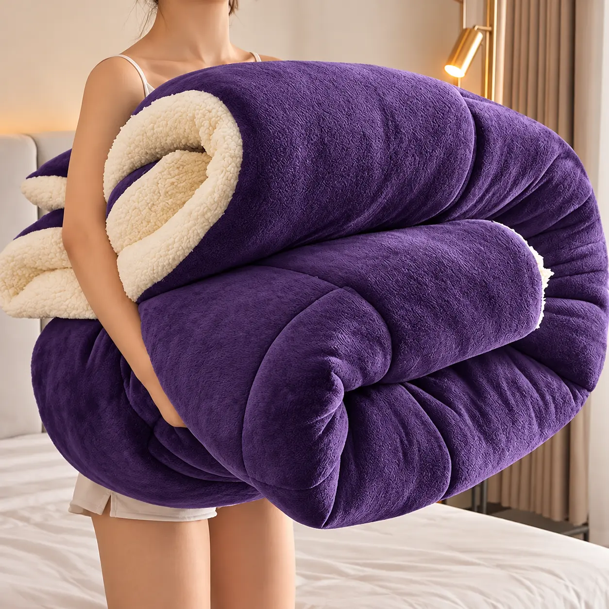 Gladinest 480GSM Thick Double-Sided Sherpa Fleece Blanket, Warm Reversible Throw for Couch/Bed/Travel, All-Season Comfort, Room Decoration, Holiday Gift
