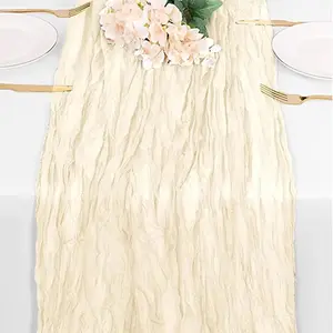 1Pc Cheesecloth Table Runner Boho Gauze Table Runner Romantic Table Runner for Wedding Bridal Shower Birthday Party Farmhouse Home Decor