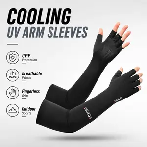 UV Protection Arm Sleeves with Fingerless Gloves, Cooling Sun Protection Sleeves for Cycling, Fishing, Driving, Outdoor Sports, Cooling Protective Sleeves