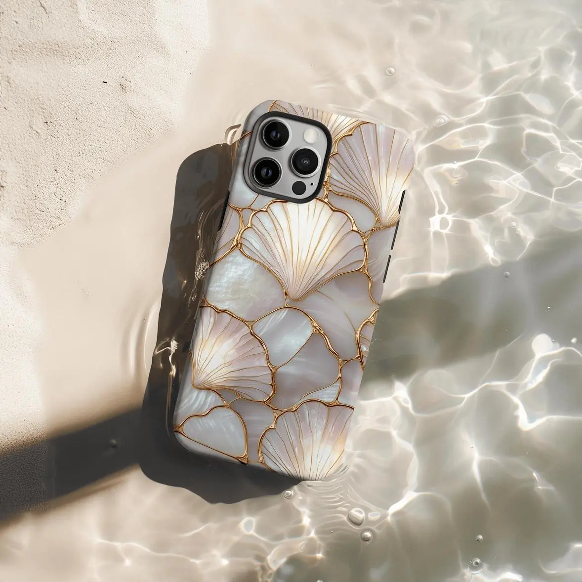 Stained Glass Seashell Phone Case Cover for iphone 17 phone case 16 pro max 15 Plus 14 13 12 11 and Samsung S26Ultra S25Plus S24 S23 S22 Cute,clear,military-grade,high-end,durable,shockproof,and drop-resistant 2-in-1 glossy phone case