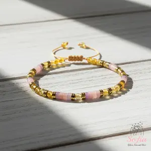 Sofia Healing Energy Bracelet - Balance & Love Bracelet - Citrine, Rose Quartz, Rhodonite, Amethyst Bracelets - Minimalist Crystal Jewelry
