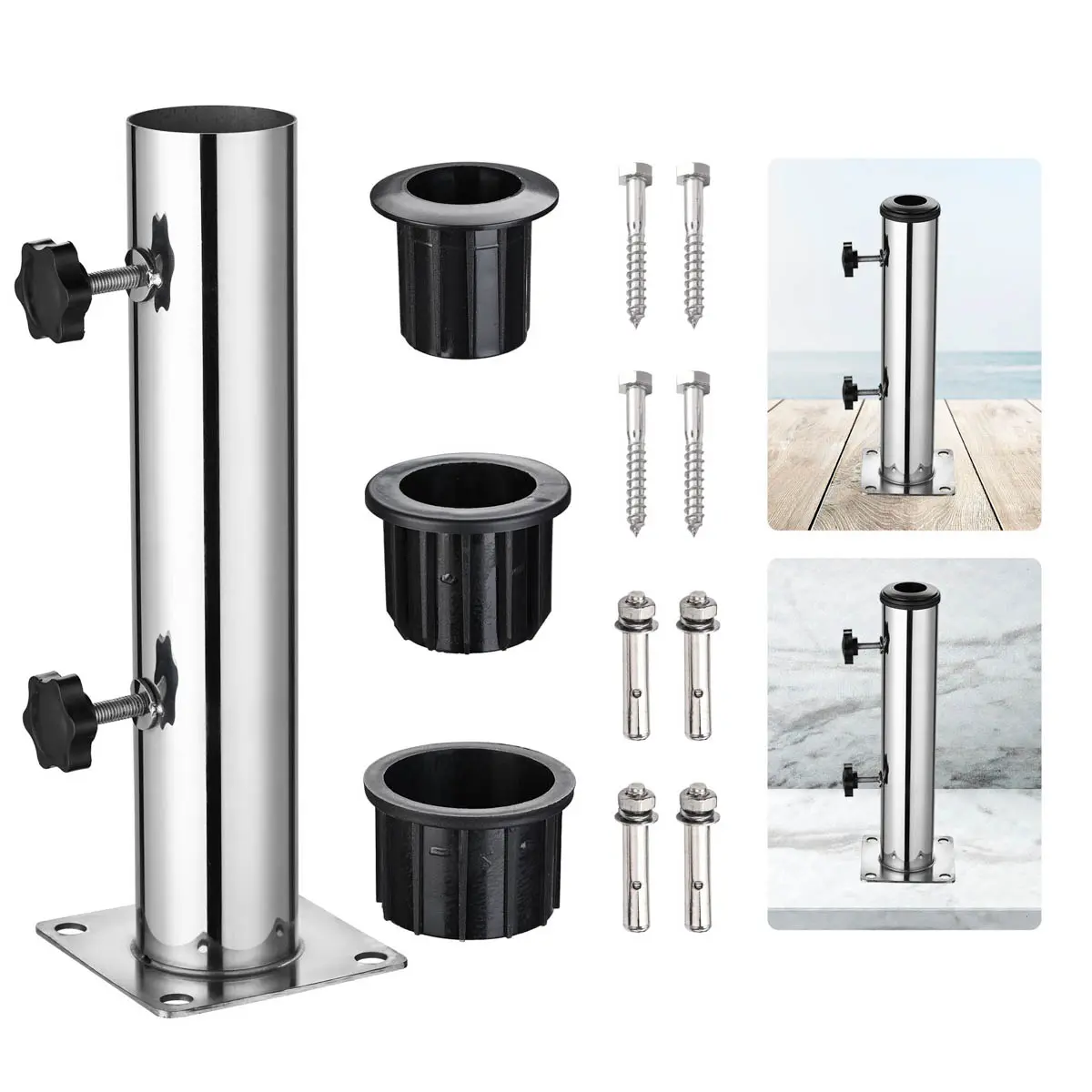 Yescom Stainless Steel Umbrella Mount to Deck/Dock/Concrete for 2 1/8"