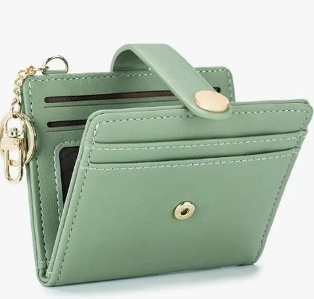 Slim Wallet for Women,RFID Blocking Bifold Credit Card Holder with Zipper Coin Pocket,ID Window,Keychain