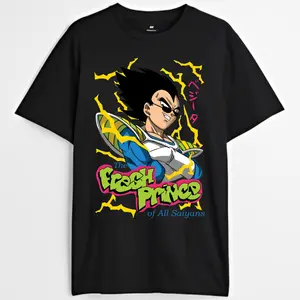 Dragon Ball Anime T-shirt, The Fresh Prince Vegeta Graphic Tee, Anime & Manga Gifts Casual Cotton