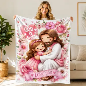 Soft Christian Flannel Blanket – “God Is Good” Inspirational Cozy Throw for Couch & Bed, Faith Gift for Women & Family