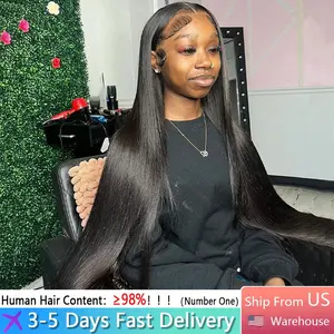 Bone Straight Jet Black HD Human Hair Wig