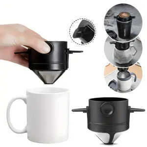 Coffee Filter Hero, Angel Coffee Filter Cup, Dual Layer 304 Stainless Steel Foldable Mesh, Hand Grinder Coffee, Fine Filtration System