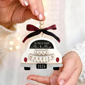 Wooden Car Shape Wedding Ornament, Bride Gift, Marriage Gift, Single Party Decor, Party Atmosphere Props, Home Decoration, Car Hanging Ornament, Bedroom Decor