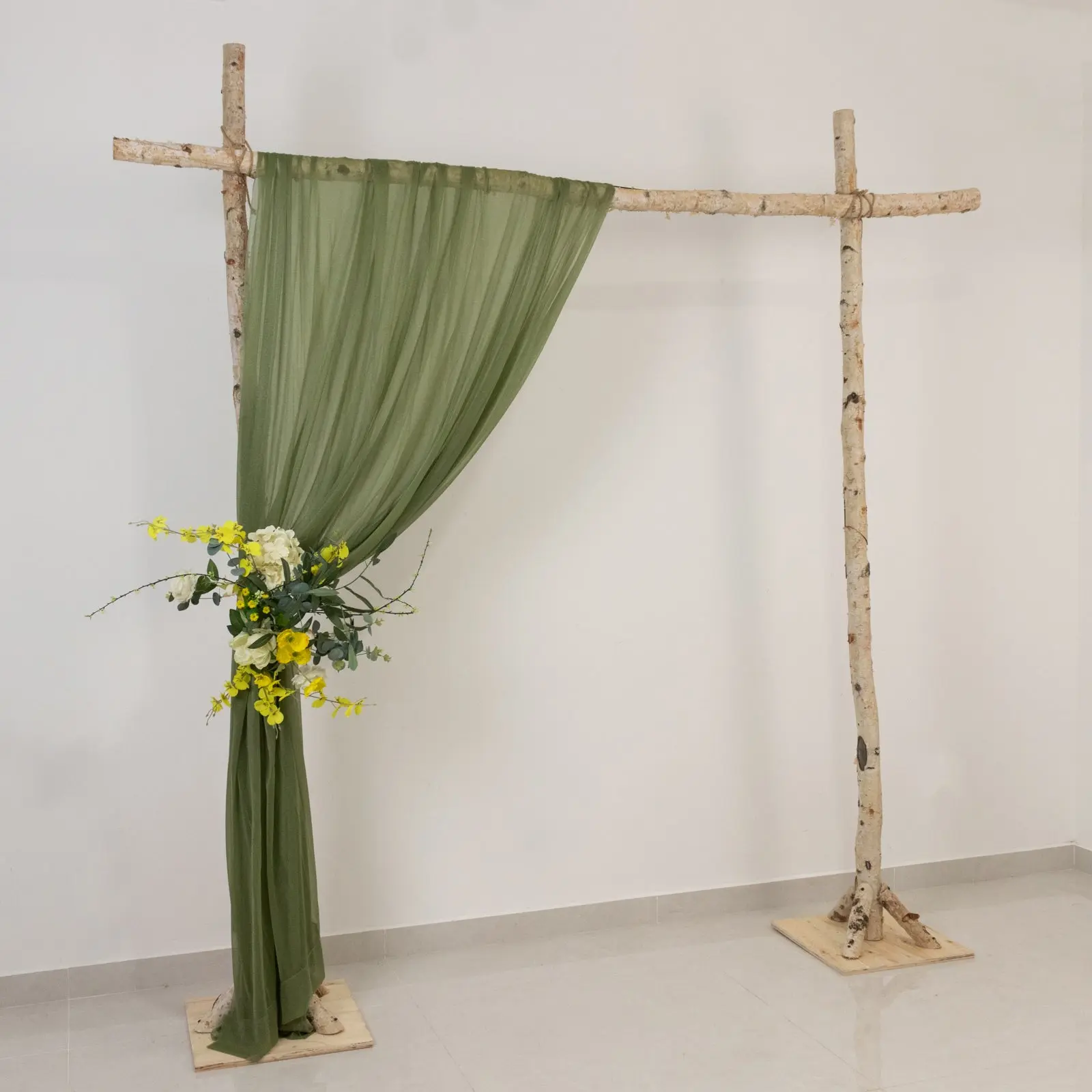 Dusty Sage Green Sheer Wedding Arch Drape - 5ftx14ft Fabric Cover Banner, Wall Hanging Backdrop, Ceiling Drapes for Bridal Showers, Festive Backdrops & Banners, Wedding Arch Cover