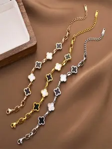 New Arrival Gold Plated Stainless Steel Four Leaf Clover Bracelet Women Jewelry