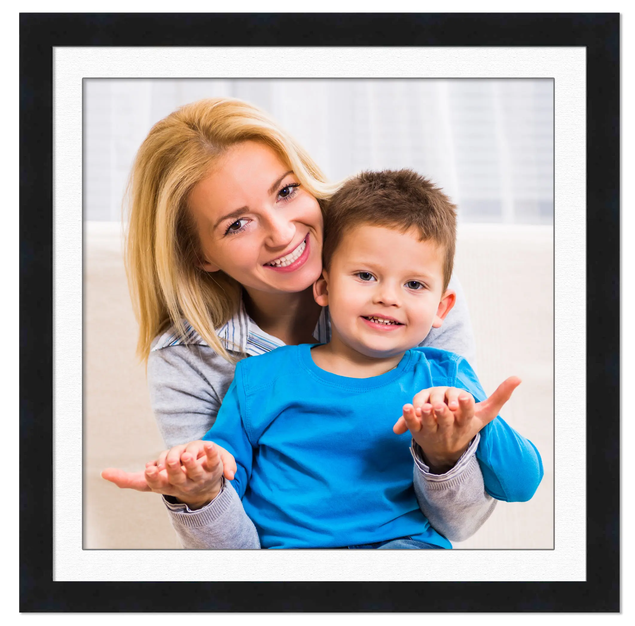 20x20 Frame with Mat - Black 22x22 Frame Wood Made to Display Print or Poster Measuring 20 x 20 Inches with White Photo Mat
