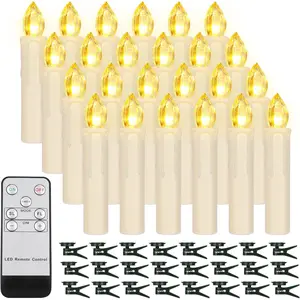24 count LED Flameless Taper Candles Flickering with Remote Timer,  Operated  Christmas Tree Candles, Warm White Window Candle Lights,  for Christmas,  Decoration ()