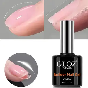 GLOZ 8-in-1 Nude Builder Gel – Rubber Base, Apex Builder & Nail Strengthener For Thin Nails, UV LED Soak Off, Perfect For Salon & DIY
