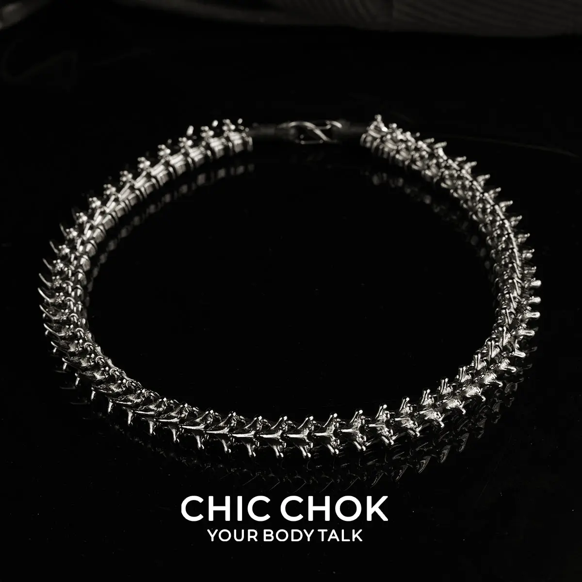 [CHICCHOK] Dragon bone neck chain (Bright - Large Bone Charm) - Bone Charm Elegance, A Fusion of Strength and Softness in a Choker Design Highlights versatile wear Casual Trendy Jewelry Dainty Boho Necklace Handmade street style necklace