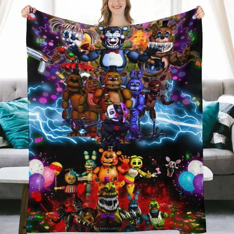 Soft Funny Throw Blanket Five Nights at Freddys printed flannel plush throw blanket, super soft and comfortable for living room, office, bedroom, travel and camping Halloween gift DreamyDwell Textiles