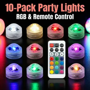Submersible RGB LED Lights - Remote-Controlled, Waterproof, Battery-Operated Underwater Lights for Pool, Party, Home Decoration