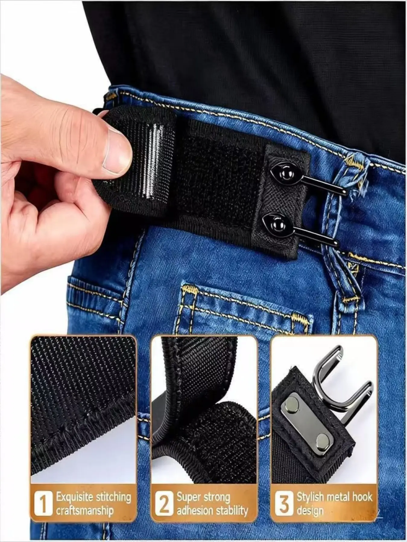 Adjustable Leisure Belt with Hook for Easy Use, Elastic Unisex Velcro Waist Strap for Casual Convenience and Comfort, Magic Tape Closure, Trendy Design Belt
