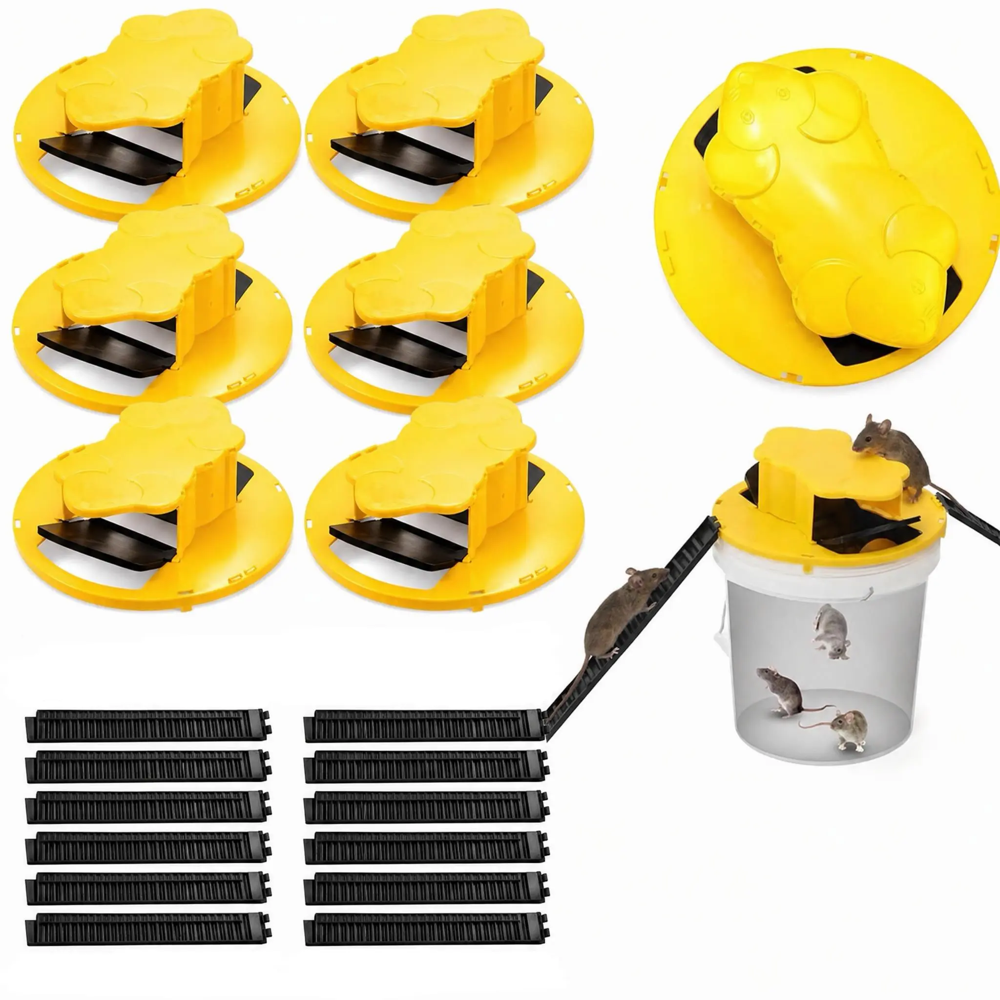 new Bucket Lid Mouse Trap 5 Gallon Mouse Rat Traps Reusable Bucket Trap for Mice and Rats Buckets Lid Rat Traps Mice Catching Tool for Indoor Outdoor, 5 Gallon Buckets Compatible
