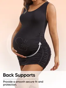 Maternity Bodycon Dress, High Stretch Fit, Side Ruched Slimming, Waist Support, Comfortable Late Pregnancy Wear, Maternity Clothing, Prenatal Maternity Clothing