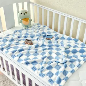 Checkered Baby Blanket Fleece Baby Blankets for Boys, Ultra Soft Cozy Fluffy Infant Toddler Newborn Receiving Blankets for Crib Stroller