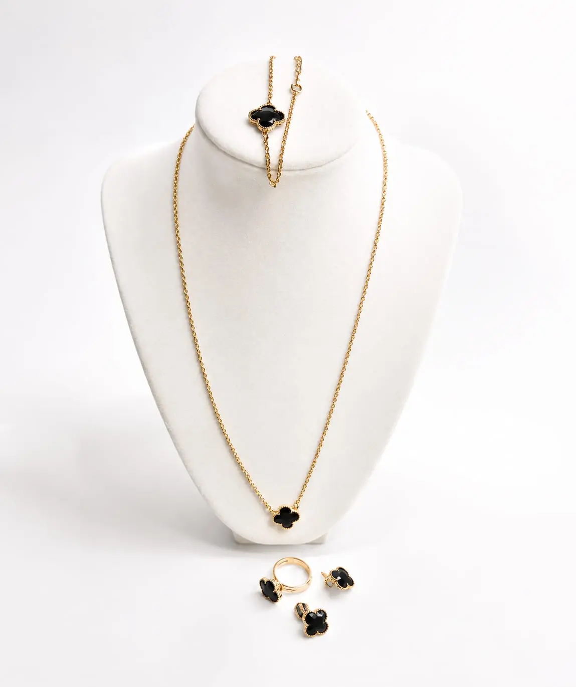 Set of Brazilian Jewelry, earrings, ring, necklace, and braceless