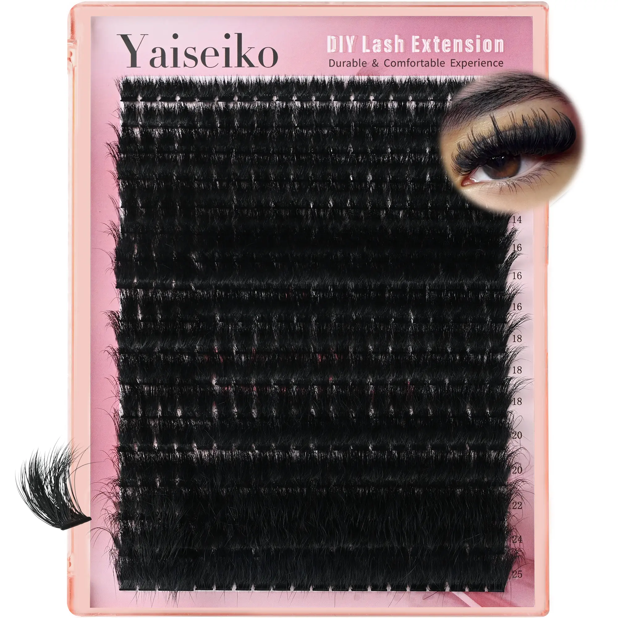 Full Volume Lash Clusters 300D 8-25mm Thick Cluster Eyelash Extensions 340Pcs Wispy 3D Individual Lashes Waterproof Mega Eyelash Clusters Soft False Eyelashes Big Pack, by Yaiseiko