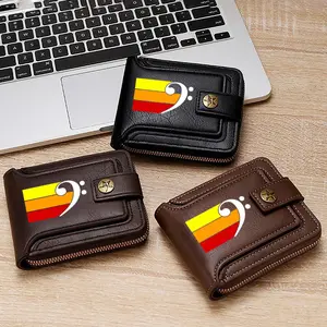 Vintage Music Bass Clef Stripe Print Leather Wallet for Musicians and Music Lovers Casual Daily Use Stylish Gift for Christmas New Year and Birthday Celebrations Perfect for Music Enthusiasts and Instrument Players