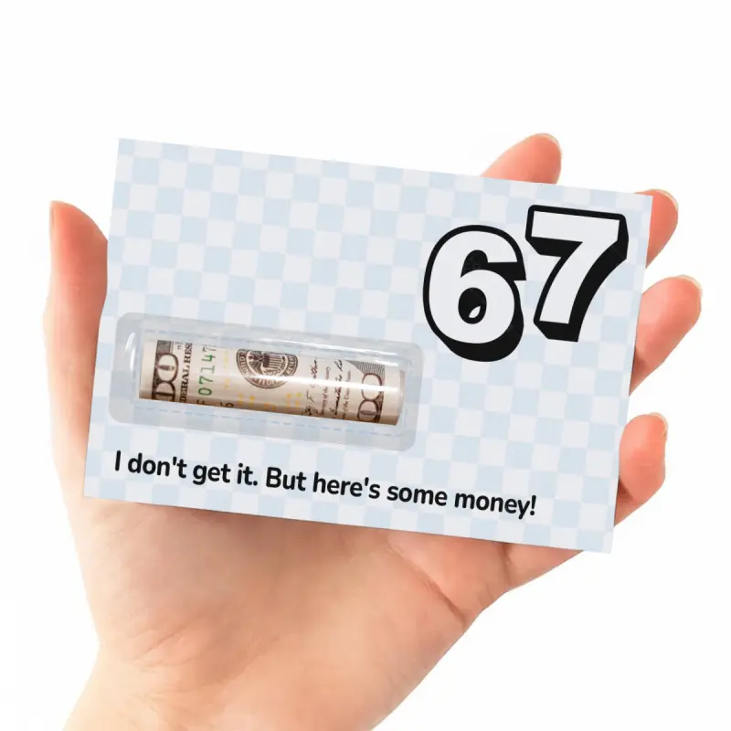 1pc Mystery What's 67? Cash Display: Funny Random Number Gag Gift Card ...