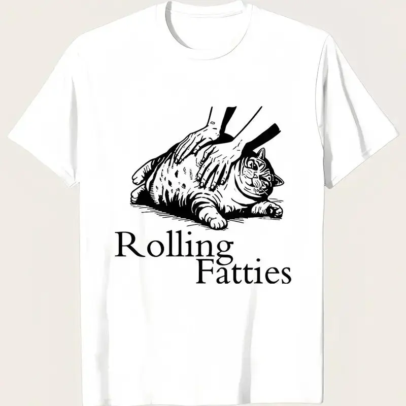 Rolling Fatties Funny Fat Cat Lover Sweatshirt Loose Fit Pullover Casual Long Sleeve Soft Style Women's Tops pxt01