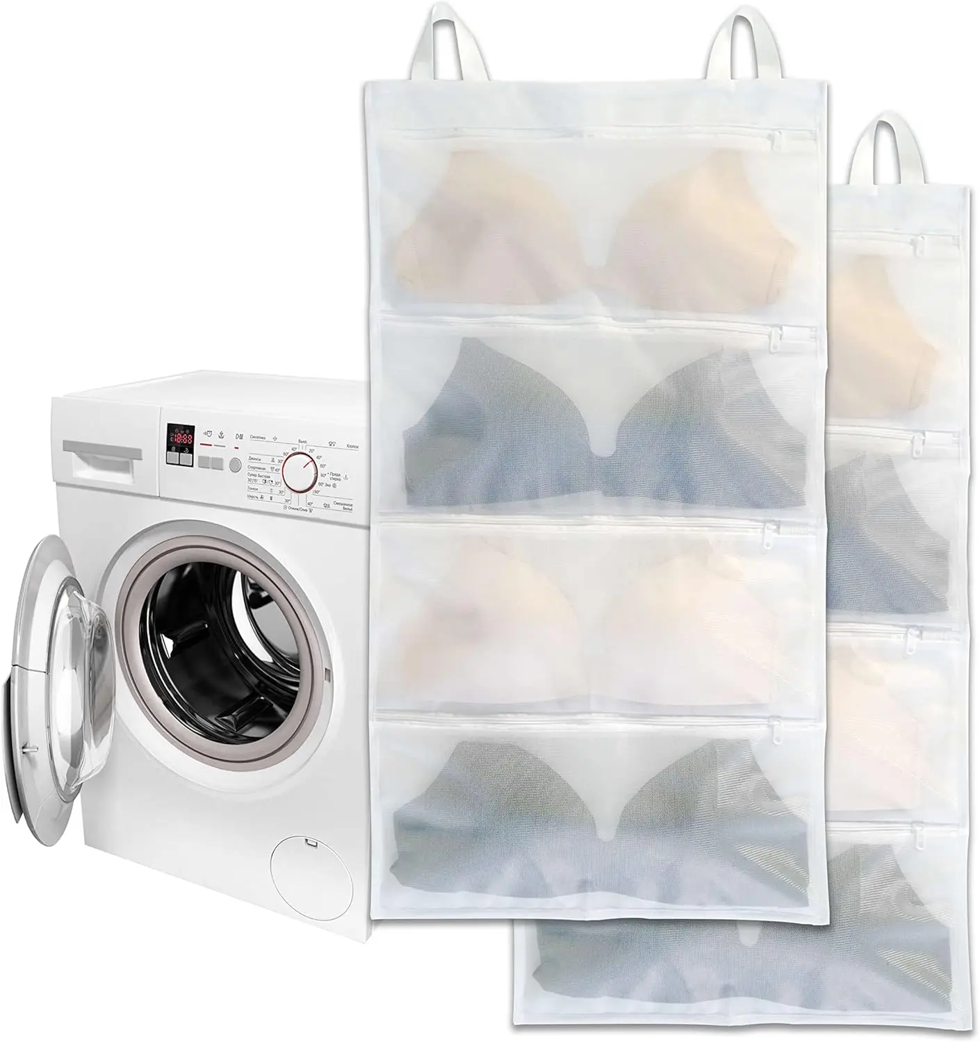 Bra bags for laundry, 2 Pack – Holds 8 A–D Cups, 4-in-1 Cleans, Dries, Stores & Dust-Proof, Bra Washing Bags for Laundry Experience Better Than a Single Washing Net