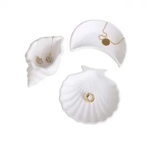 White Shell Conch Shaped Storage Organizer Home Jewelry Storage Box Photography Props Performance Accessories Mother's Day Gift For Women Travel Essentials