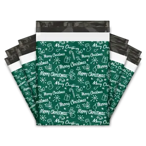 10x13 Merry Christmas Designer Poly Mailers Shipping Envelopes Premium Printed Bags