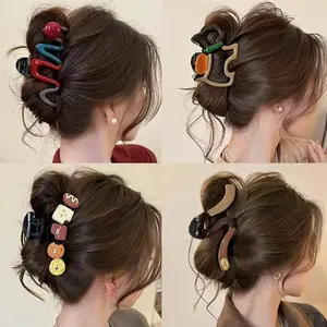 4-piece set of wave colored shark clip design hair clip, women's high-end back of the head hair accessory