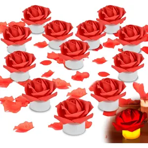 1000 count Rose Petals and Candles Set, 12 count Heart   Lights, Red LED Tealight Candles, Romantic Decorations Special Night